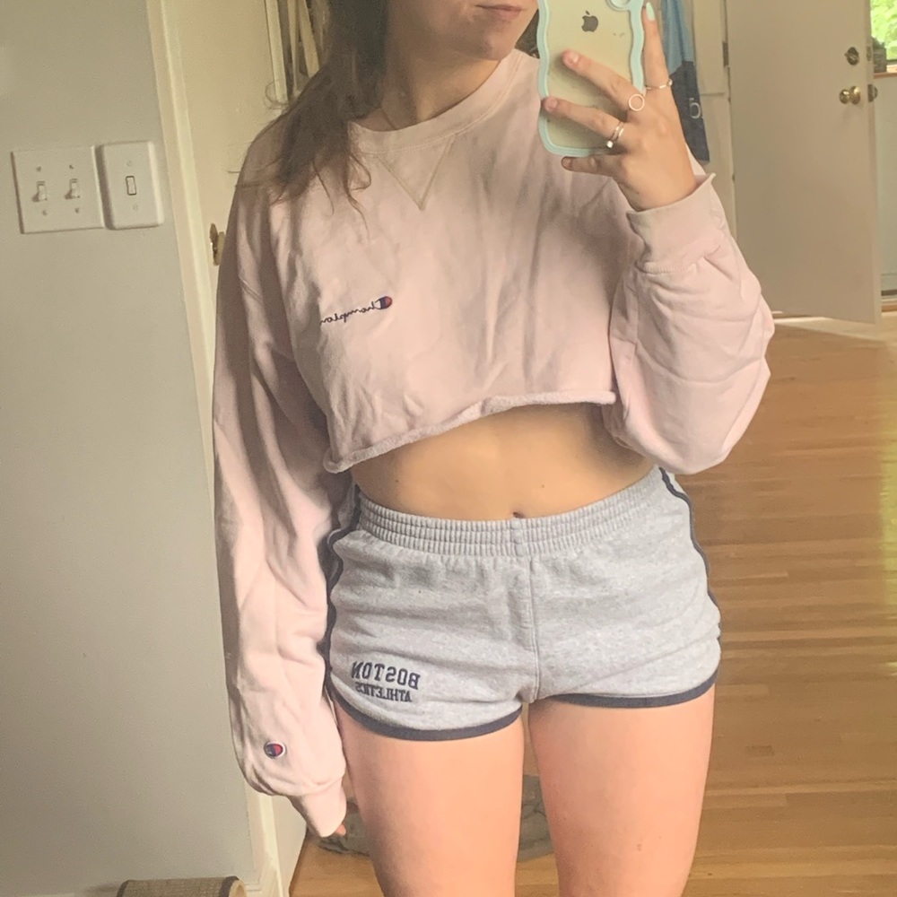 ultra cropped pink champion hoodie
